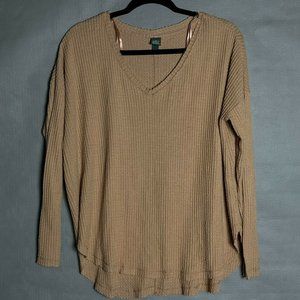 Wild Fable Wome’s Top Size Small Waffle Knit Drop Shoulder V-Neck Shirt